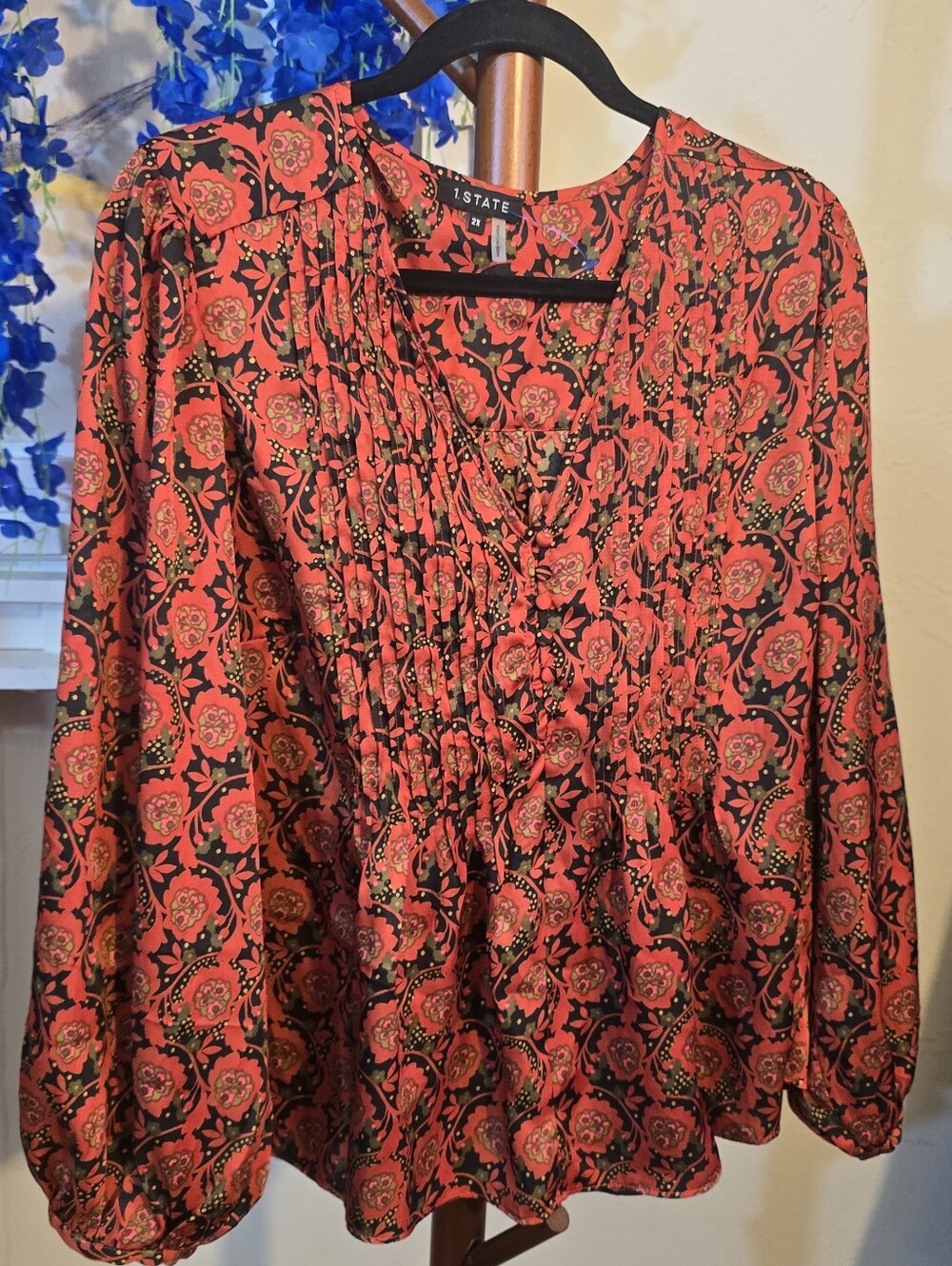 1 State Floral Blouse Sz 2X